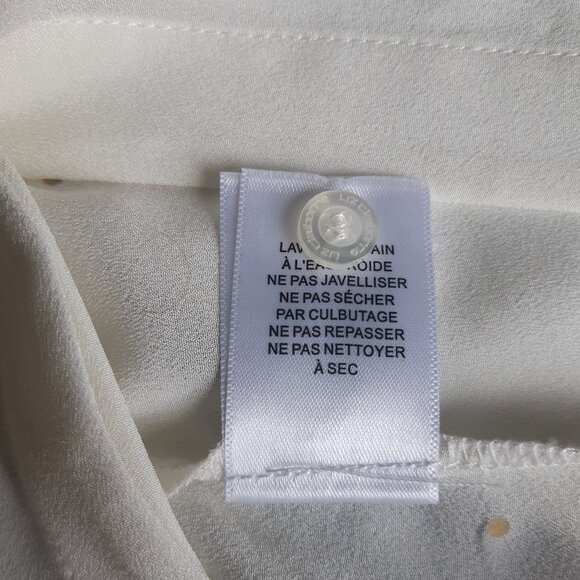 Liz Claiborne SZ L Cream Crepe Georgette Blouse Top Button Up Shirt - Picture 5 of 13